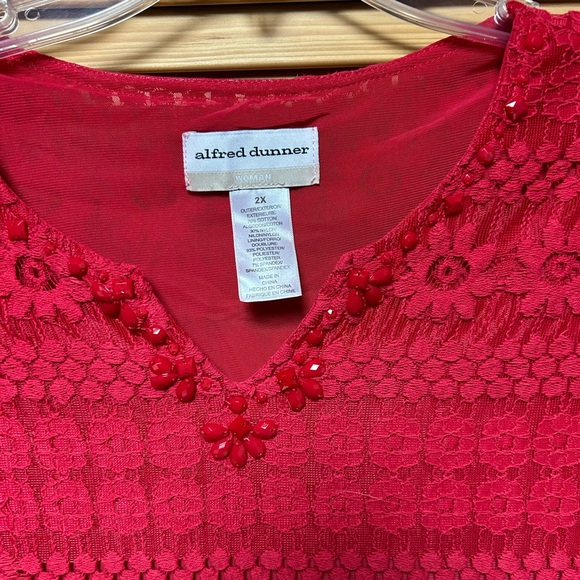 Women’s Dusty red shortsleeve 2X Dunner Cotton blend lined embroidery Valentine - Picture 2 of 5